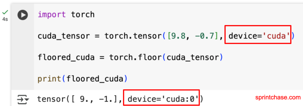 Output of floor() in cuda