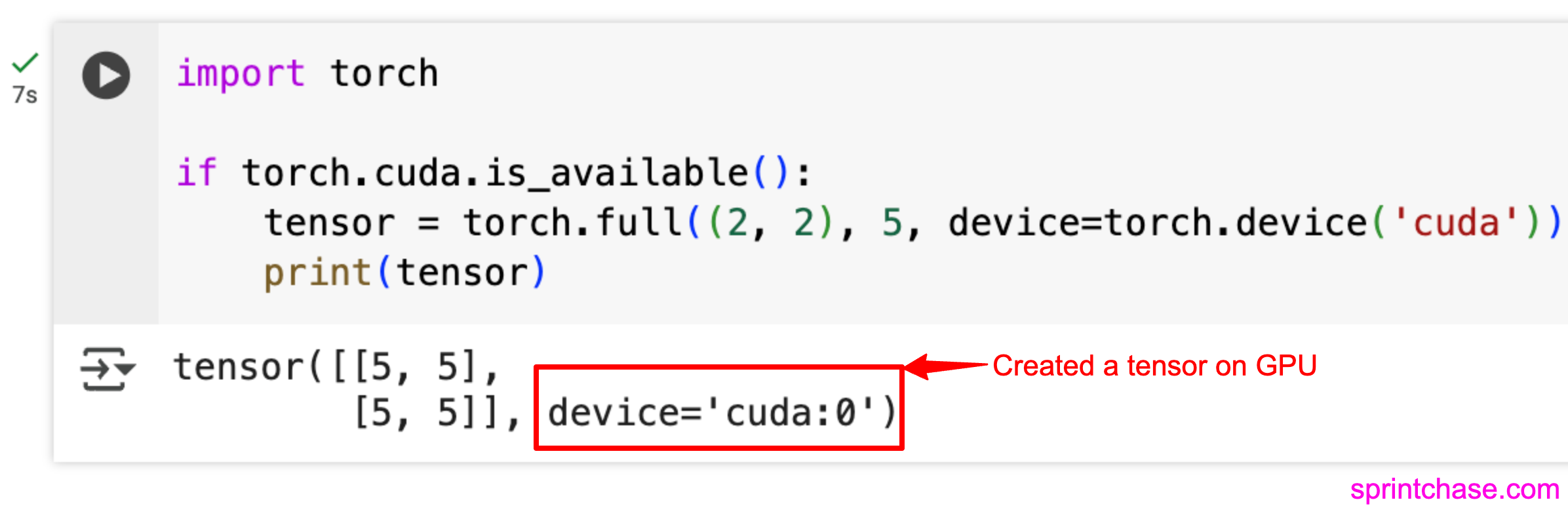 Usage of torch.full() method on GPU