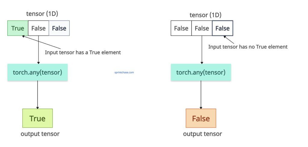 torch.any() for a boolean tensor