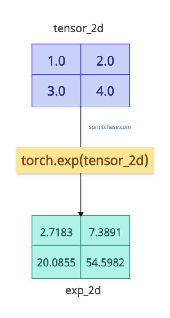 torch.exp() on 2D tensor